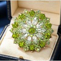 XSB262 - High-End Green Crystal Sunflower Brooch